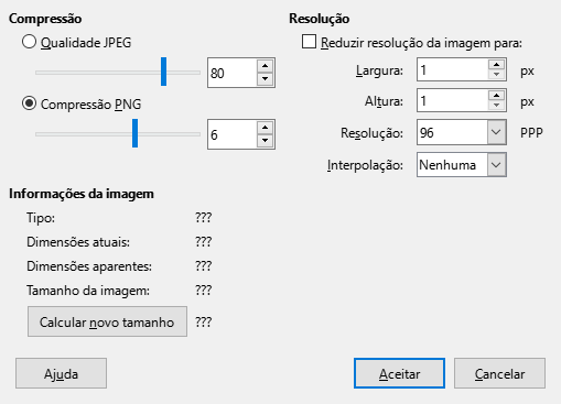 Caixa de diálogo Comprimir imagem