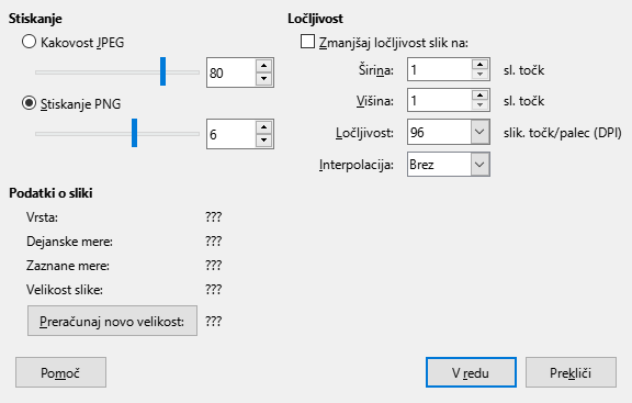 Slika pogovornega okna Stisni sliko