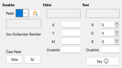 Renk sayfası iletişim penceresi