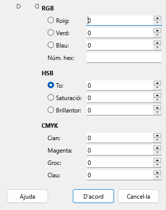 La finestra de selecció de color