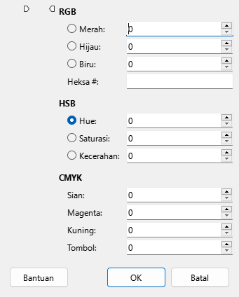 Jendela pilihan warna