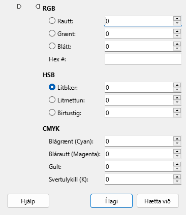 The Pick a Color window