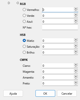 Janela Selecionar cor