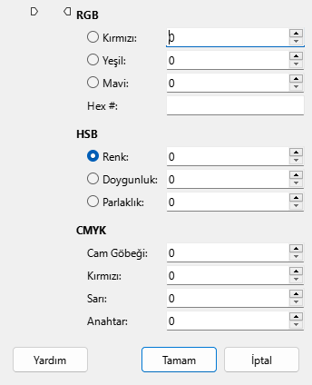 Bir Renk Seç penceresi