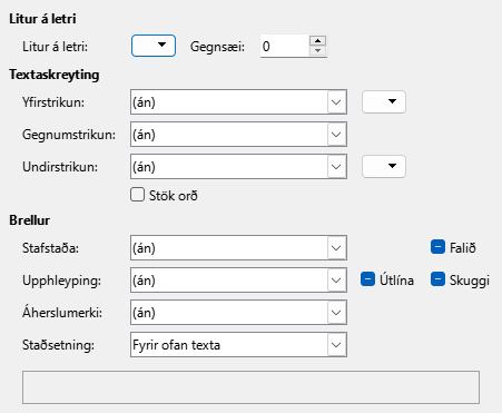 Font Effects Page Dialog Image