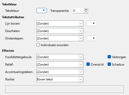 Afbeelding van dialoogvenster Teksteffecten