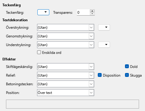 Font Effects Page Dialog Image