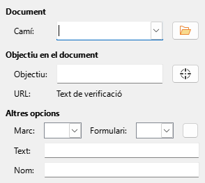 Imatge del diàleg Pàgina d'enllaços del document