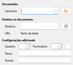 Imagem da caixa de diálogo Hiperlink Documentos
