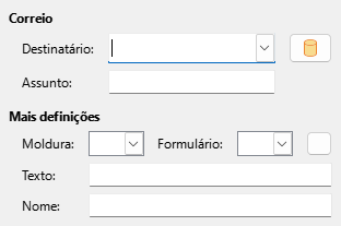 Imagem da opção E-mail, caixa de diálogo Hiperligação