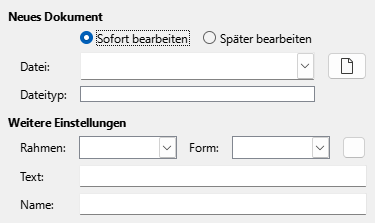 Bild des Dialogs Hyperlink – Neues Dokument