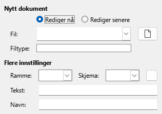 Dialog for hyperkobling for nytt dokument