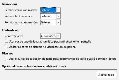 Imaxe da caixa de diálogo de opcións de accesibilidade