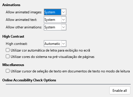 Imagem da caixa de diálogo Acessibilidade
