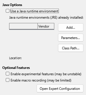Options Advanced Dialogue Box Image