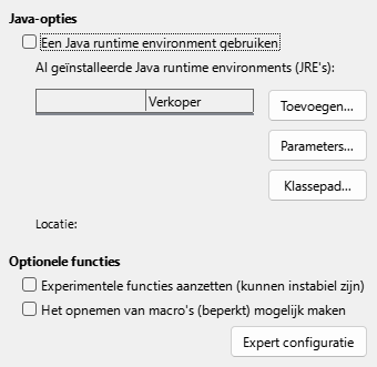 Afbeelding van dialoogvenster Opties - Geavanceerd