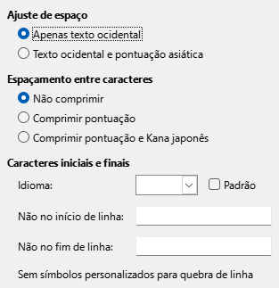 Imagem da caixa de diálogo Asiático