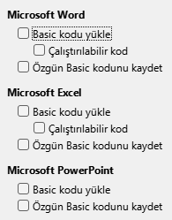 Seçenekler Kaydet/Yükle Penceresi Resmi