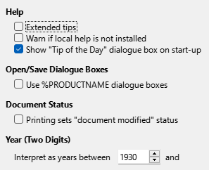 Options General Dialogue Box Image