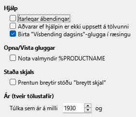 Options General Dialog Image