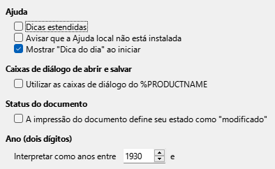 Imagem da caixa de diálogo Opções Geral