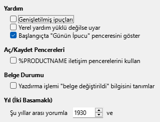 Seçenekler Genel Penceresi Resmi