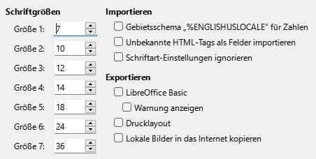 Bild des Dialogs Optionen – HTML-Kompatibilität