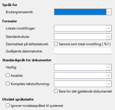 Dialog for sprækalternativer