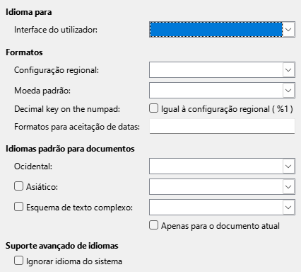 Imagem da caixa de diálogo Idioma