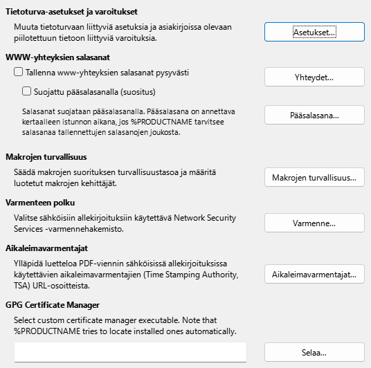 Options Security Dialog Image
