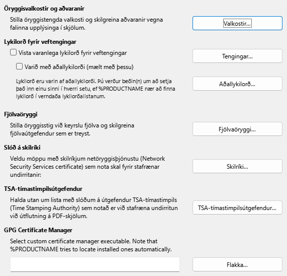 Options Security Dialog Image