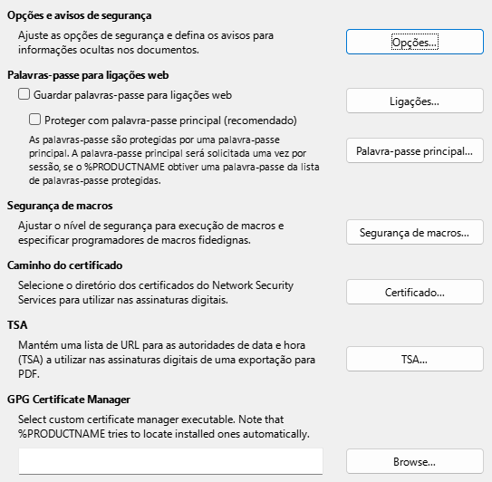 Imagem da caixa de diálogo Segurança
