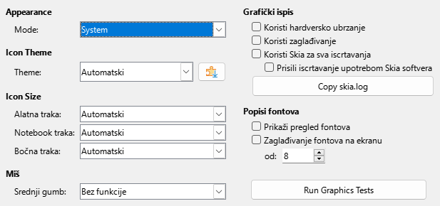 Options View Dialog Image