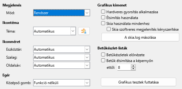 Options View Dialog Image
