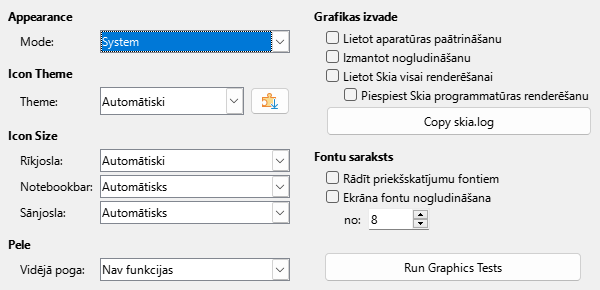 Options View Dialog Image
