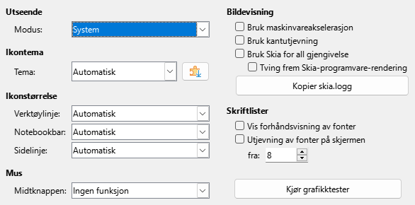 Dialog for Alternativer