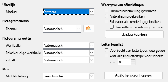 Afbeelding van dialoogvenster Opties - Beeld