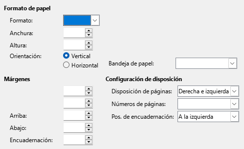 Pestaña Formato de página