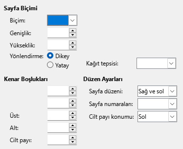 Sayfa biçimi sekme sayfası