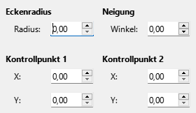 Register: Schräg stellen / Eckenradius 