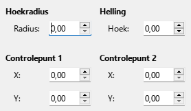 tabblad Helling en hoekradius