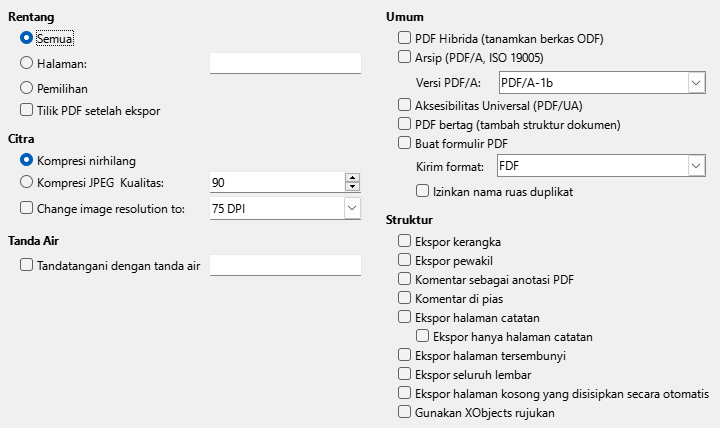 Citra Dialog Pilihan Umum Ekspor PDF