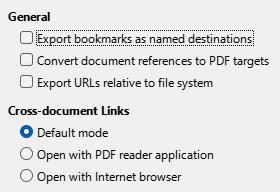 PDF Export Links Options Dialog Image
