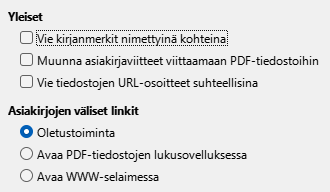 PDF Export Links Options Dialog Image