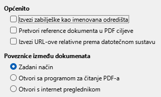 PDF Export Links Options Dialog Image
