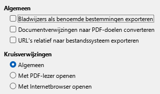 Afbeelding van Dialoogvenster PDF-opties - Koppelingen
