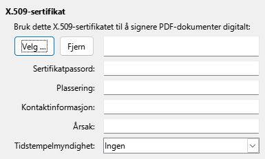 Dialog for PDF Eksport dgital signatur alternativer