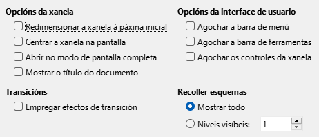 Imaxe da caixa de diálogo de opcións da interface de usuario da exportación a PDF