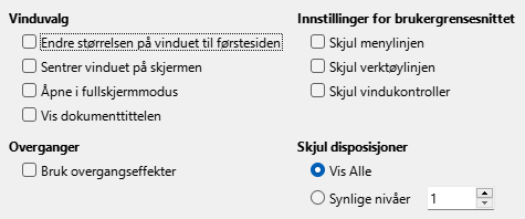 PDF Eksport dialog alternativer