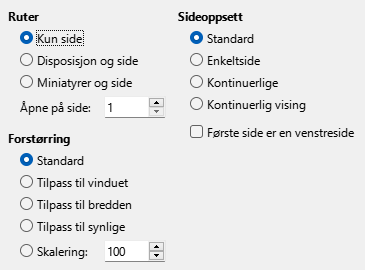 Alternativer for Eksportalternativer